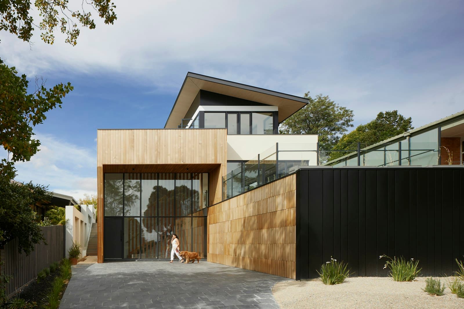 A contemporary new-build home with timber cladding